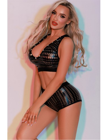 Ensemble Top et Shorty noir - J Lingerie